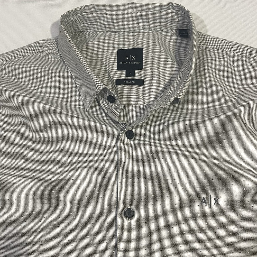 Armani Exchange - A|X Regular Fit Micro Dot Button Up Long Sleeve Shirt Size L